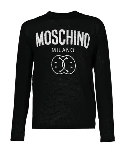 MOSCHINO MOSCHINO LOGO INTARSIA KNIT CREWNECK JUMPER