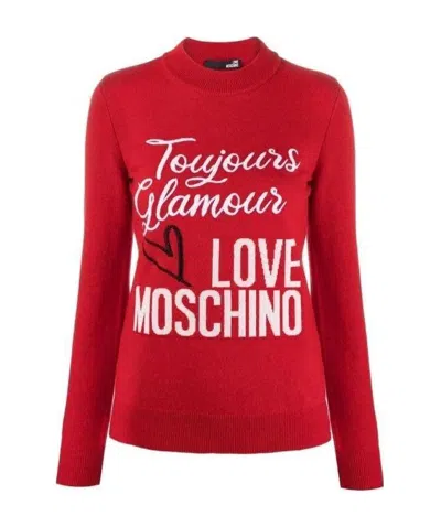 Moschino Logo Knit Jumper In Red