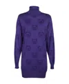 Moschino Logo Knitted Dress In Blue