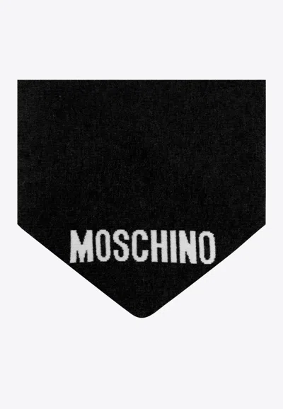 Moschino Logo Knitted Scarf In Black