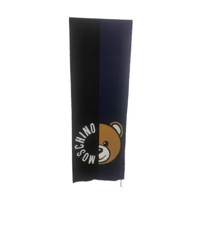 Moschino Logo Knitted Scarf In Black