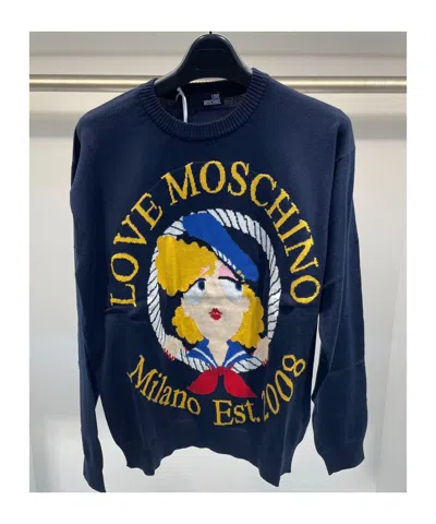 Moschino Logo Knitted Sweater In Black