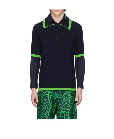 Moschino Logo Laminated Polo Shirt In Black