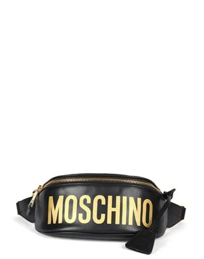 Moschino Logo Leather Belt Bag Woman Belt Bag Black Size - Polyester