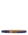 Moschino Logo Leather Belt In Blue