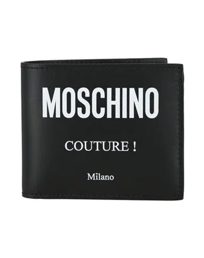 Moschino Logo Leather Bi-fold Wallet Woman Wallet Black Size - Calfskin