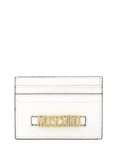 Moschino Logo Leather Card Case In White