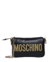 MOSCHINO MOSCHINO LOGO LEATHER CHAIN SHOULDER BAG WOMAN SHOULDER BAG BLACK SIZE - LEATHER
