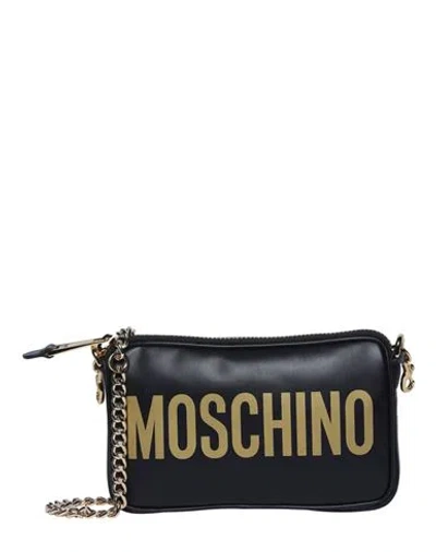 Moschino Logo Leather Crossbody Woman Cross-body Bag Black Size - Leather