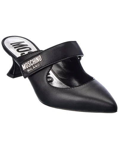 Moschino Logo Leather Pump In Animal Print