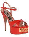 Moschino Logo Plaque Platform Sandals In Orange