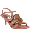 Moschino Logo Leather Sandal In Pink