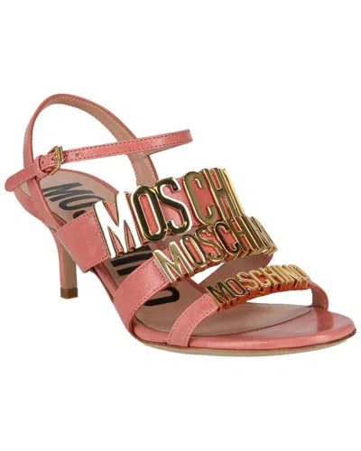 Moschino Logo Leather Sandal In Pink