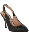 Moschino Logo Quilt Leather Slingback Pump In Black
