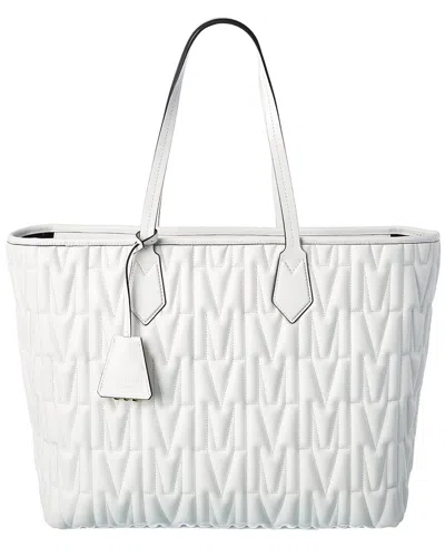 Moschino Logo Leather Tote In White