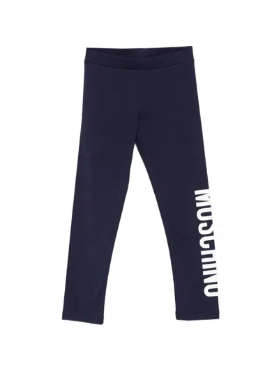 Moschino Logo Leggings In Blue