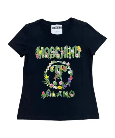 Moschino Logo Letter T-shirt In Black