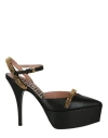 Moschino Logo Lettering Ankle Strap Pumps In Black