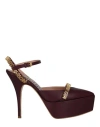 Moschino Logo Lettering Ankle Strap Pumps In Purple