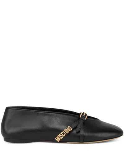 Moschino Logo-lettering Ballet Flats In Black
