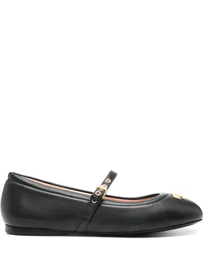 MOSCHINO LOGO-LETTERING BALLET FLATS