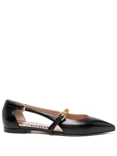 Moschino Logo-lettering Ballet Flats In Black