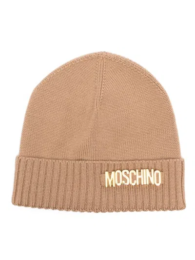 Moschino Logo-lettering Beanie In Neutrals