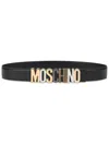 Moschino Adjustable Logo Cinrua Belt With Multi-tone Buckle In Black