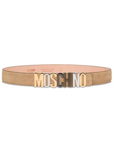 Moschino Logo-lettering Belt In Brown