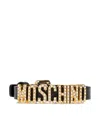 Moschino Logo-lettering Leather Bracelet In Gold