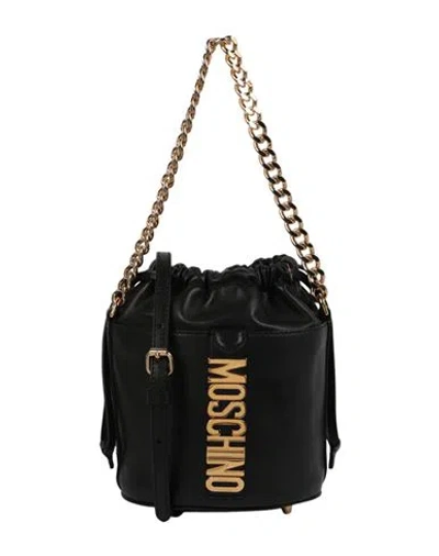 Moschino Logo Lettering Bucket Bag Woman Handbag Black Size - Calfskin