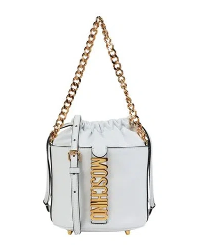 Moschino Logo Lettering Bucket Bag Woman Handbag Ivory Size - Calfskin In White