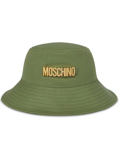 Moschino Logo-lettering Bucket Hat In Green