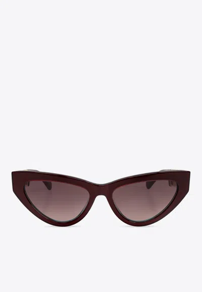 Moschino Logo Lettering Cat-eye Sunglasses In Brown