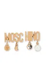 Moschino Logo Charm Earrings In 金色