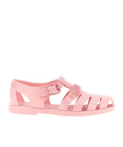 Moschino Logo Lettering Jelly Sandals In Pink