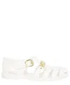 Moschino White Jelly Lettering Logo Sandals In White