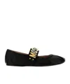 Moschino Logo-lettering Leather Ballerina Shoes In Black