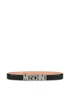 Moschino Calf Leather Adjustable Fit Smooth Belts In Black