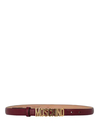 Moschino Logo Lettering Leather Belt In Blue