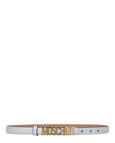 Moschino Logo Lettering Leather Belt In White
