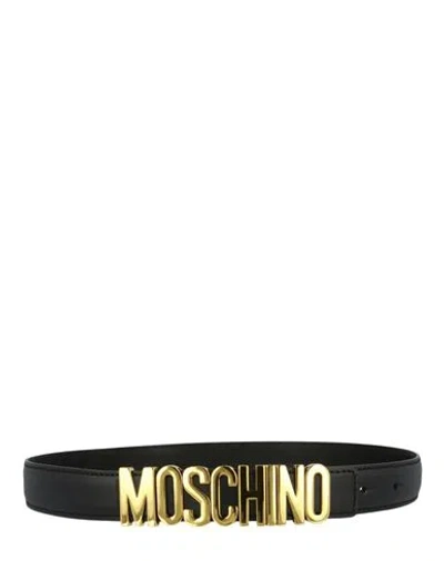 Moschino Logo Lettering Leather Belt Woman Belt Black Size 39.5 Calfskin