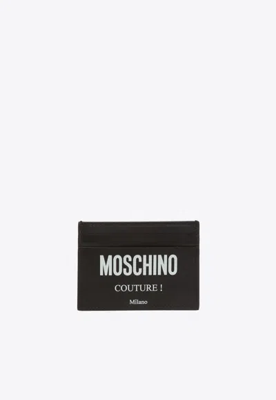 Moschino Logo Lettering Leather Cardholder In Black
