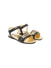 Moschino Logo-lettering Leather Sandals In Black