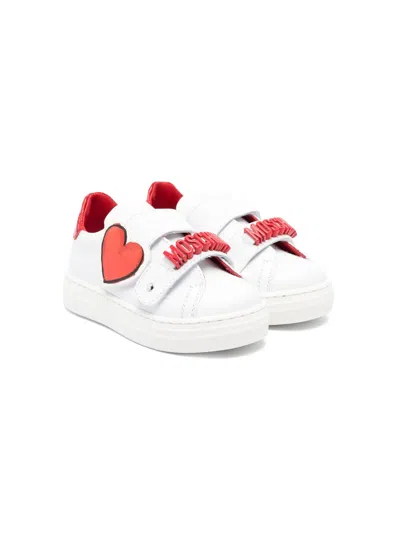 Moschino Kids' Logo-lettering Leather Sneakers In White