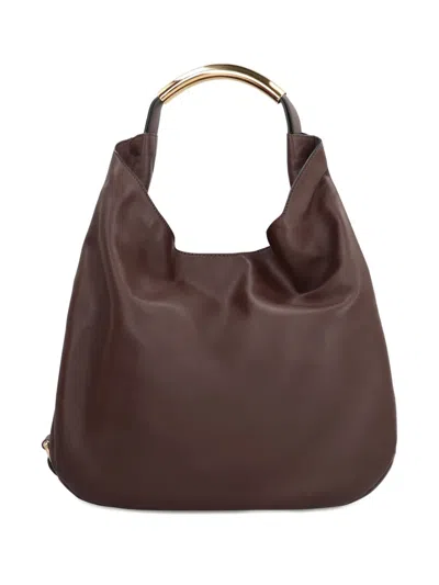 Moschino Logo-lettering Leather Tote Bag In Brown
