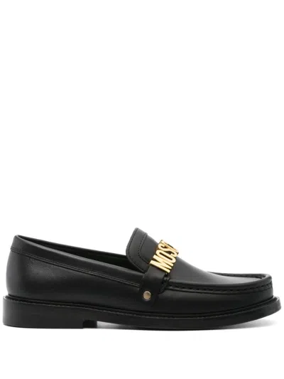 Moschino 25mm Leather Loafers In Black