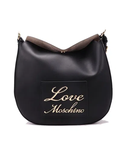 Moschino Logo-lettering Magnetic Fastened Shoulder Bag In Nero