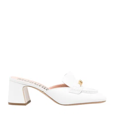 Moschino Logo-lettering Mules In White