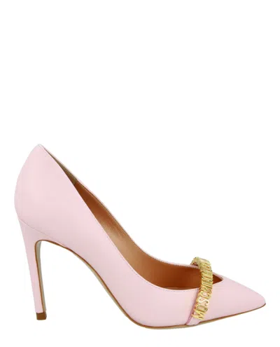 Moschino Logo Lettering Pointed Toe Pumps In Pink